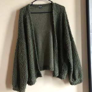 BOUCLE CARDIGAN WITH BALLOON SLEEVES